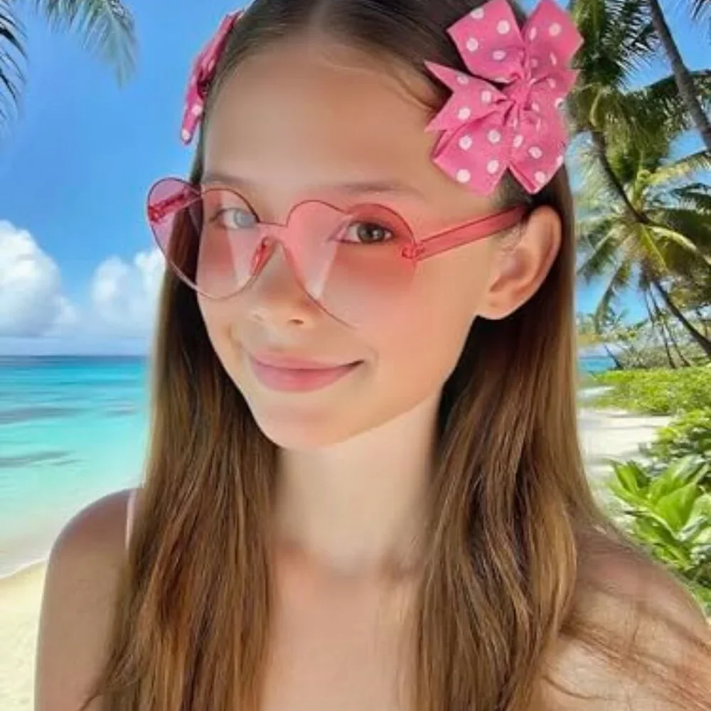 Heart Sunglasses Bow Hair Clip Set Kawaii Cute Photo Prop Accessory